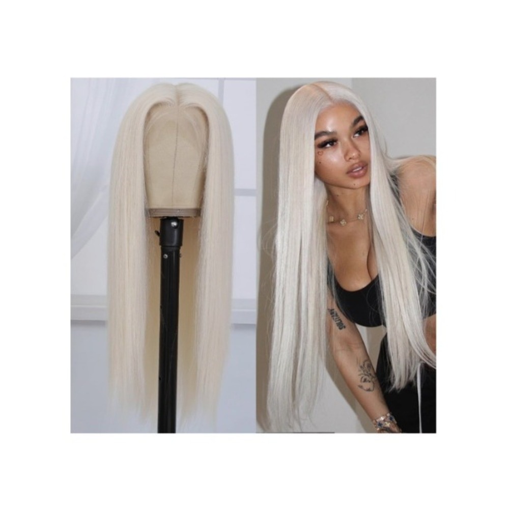 26" Platinum Blonde 13x4 HD Lace Front Wig Synthetic Heat Resistant Pre Plucked